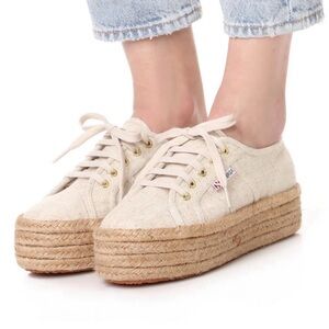 Superega platform linen espadrilles size 39 or 8.5US